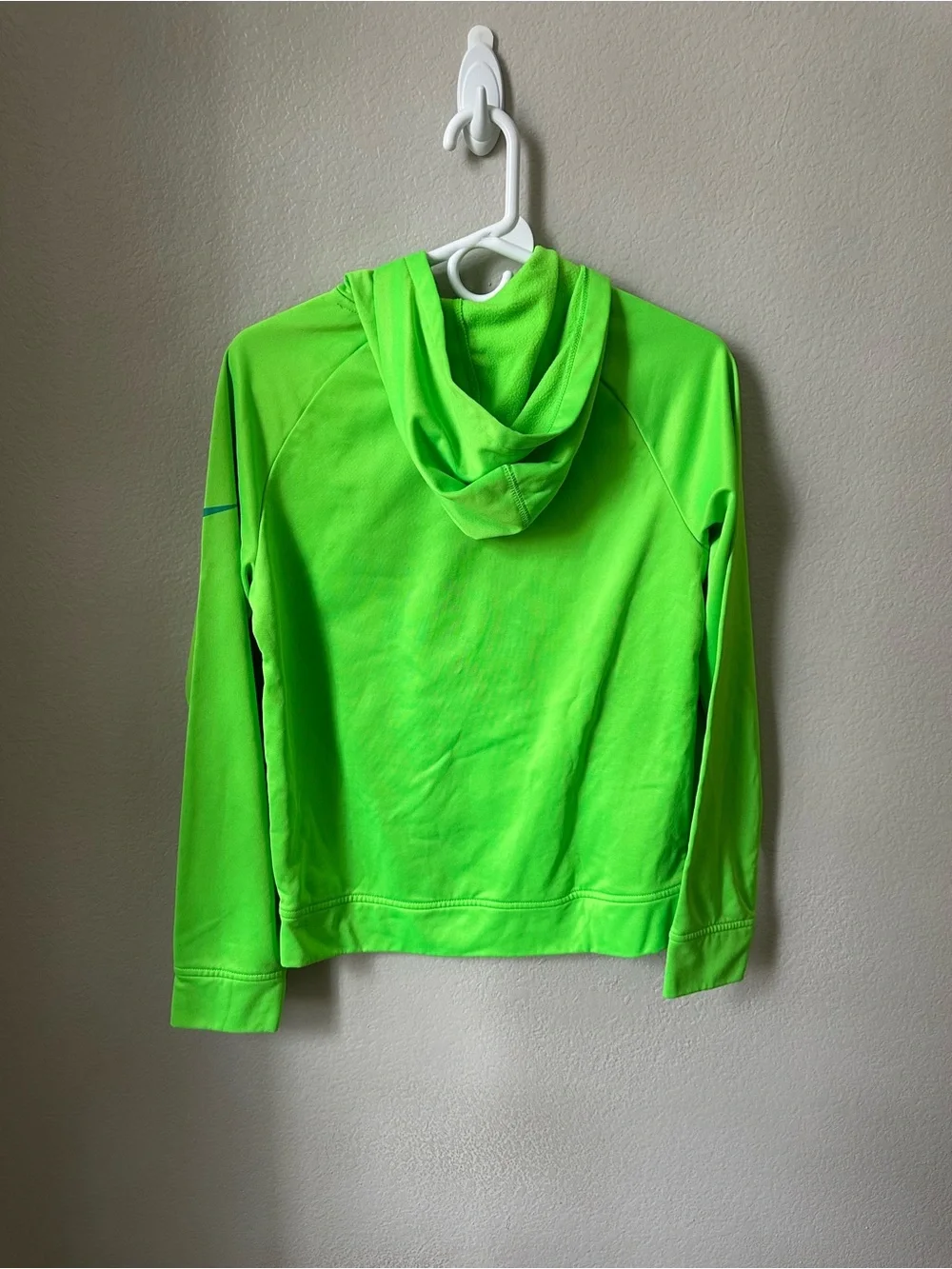 Nike Kids Neon Green Hoodie with Blue Logo